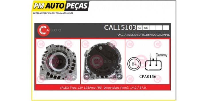 Alternador Dacia/Nissan/Opel/Renault