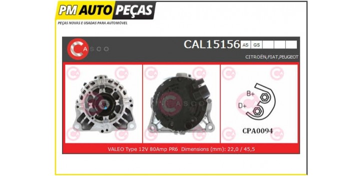 Alternador Citroen/Fiat/Peugeot